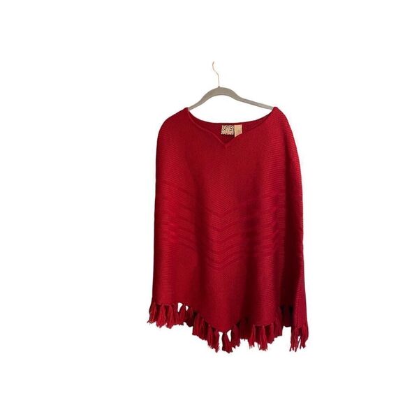 Lily Stanhope red wool blend sweater, poncho style size L/XL - Picture 1 of 4